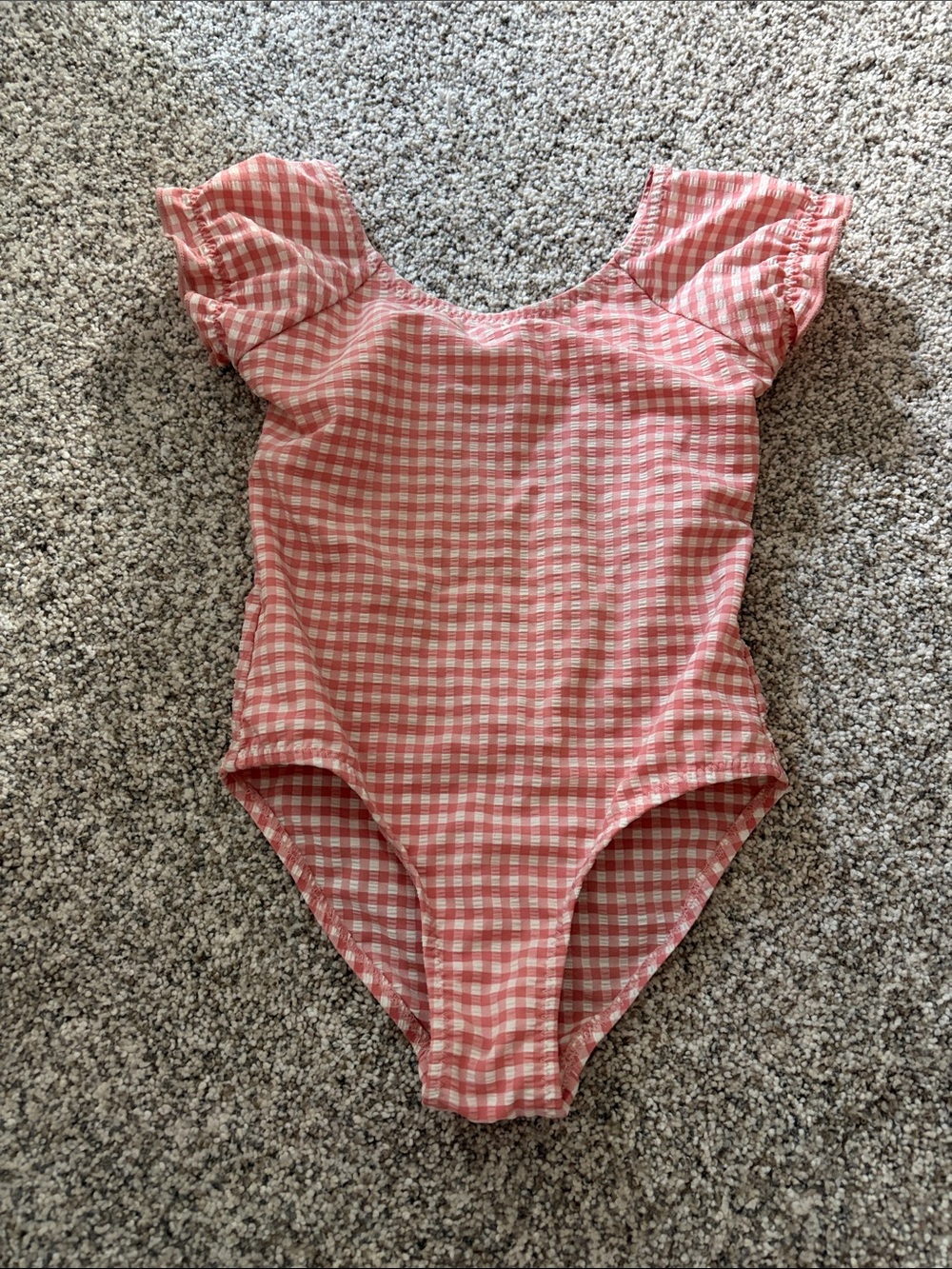 Zara Pink Gingham Ruffle-Sleeve Kids One-Piece